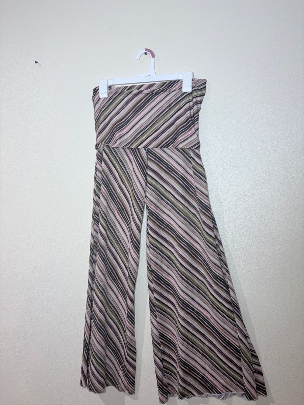Striped Strapless Wide-Leg Jumpsuit in Pink & Black